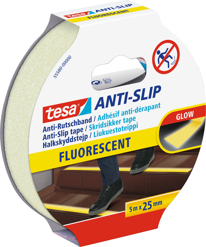 tesa Anti-Rutschband – 25 mm × 5 m, fluoreszierend