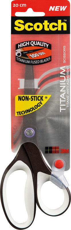 Scotch Universalschere – 20,0 cm, titanbeschichtet, für Rechts- und Linkshänder, spitz, Kunststoff, schwarz