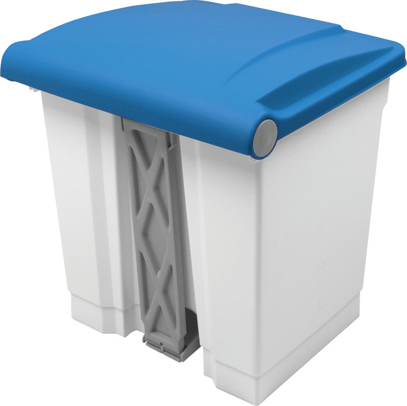 Helit Abfallcontainer the step – 30 l – mit Deckel – Kunststoff, weiss – B × H × T 410 × 440 × 400 mm