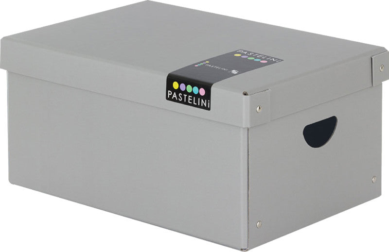 Pastelini Archivschachtel A4 – mit Griffloch, 240 × 160 × 355 mm, Grau, Karton