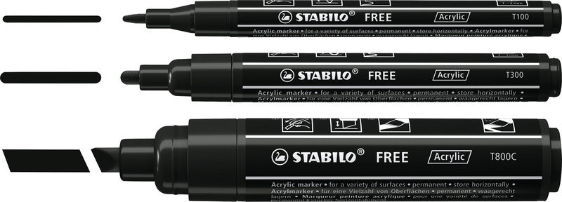 STABILO Acrylmarker für STABILO T100, T300 und T800C – Schwarz