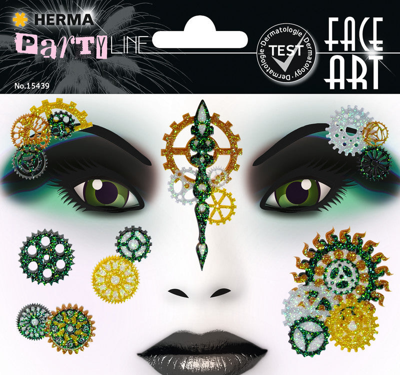 HERMA Face-Art-Sticker, Steam Punk Marie, 127 × 91 mm, 1 Blatt, wiederablösbar, 7 Etiketten pro Blatt