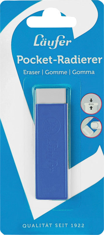 Laufer Radierer – für Bleistifte und Farbstifte – 21 × 71 × 7 mm – blau