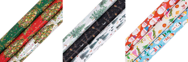 Glick Geschenkpapier – Schneemänner & Schlitten – 3 Motive sortiert – 700 × 4000 mm