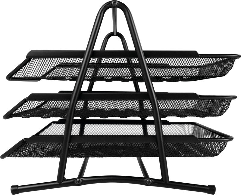 Helit Briefkorb – Stahl, für A4 und C4, 3 Fächer, glänzend, schwarz, B 295 × H 270 × T 350 mm