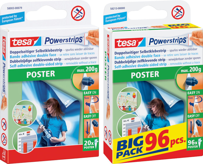 Tesa Montageband Powerstrips, für den Innenbereich – Weiss, bis 0,2 kg