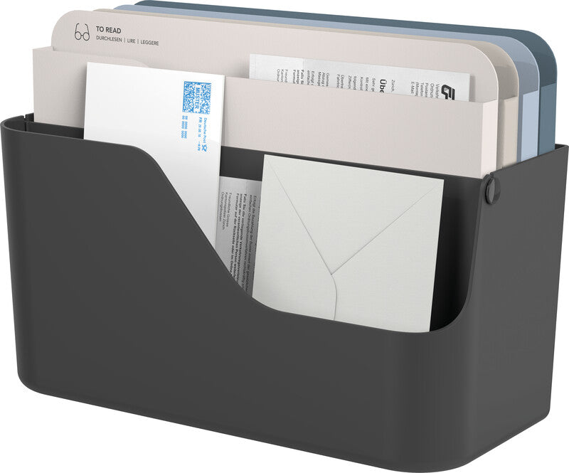 Rotho Briefkorb – Kunststoff, für A4, schwarz, B 356 × H 160 × T 295 mm
