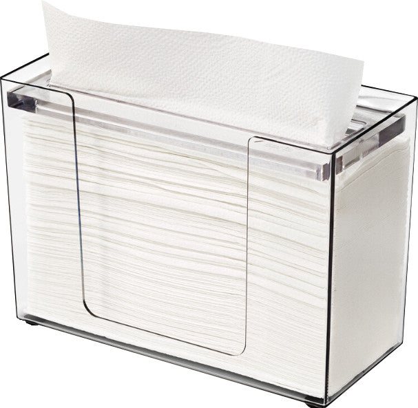 Katrin Tisch-Falthandtuchspender transparent – für Katrin Falthandtücher bis 206 mm – 225 × 165 × 105 mm