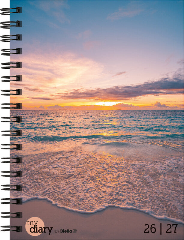 Biella mydiary Schüleragenda – 1 Woche/2 Seiten, Spiralbindung, 12 × 16,5 cm, Aug–Jul, Sunset, FSC