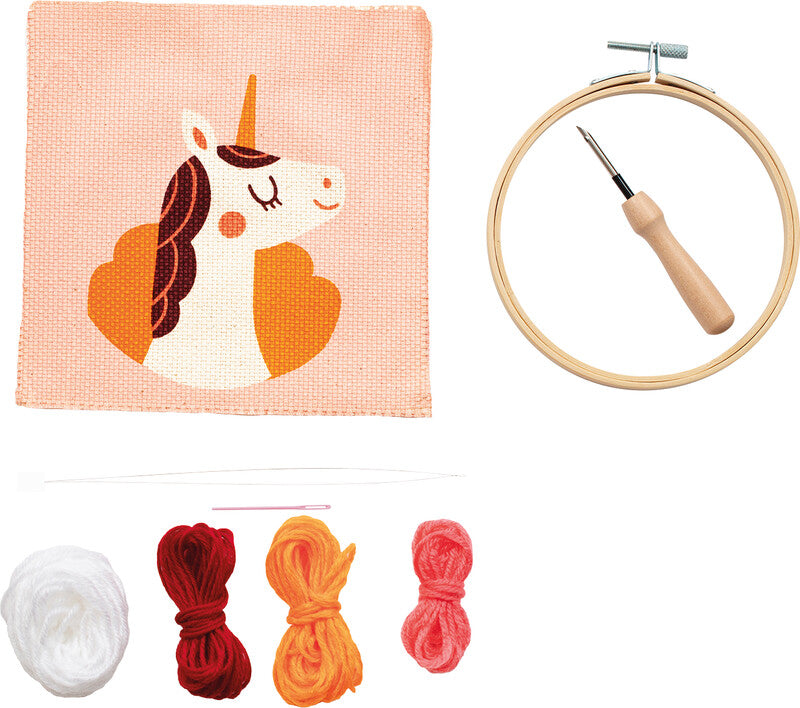 My Mandarine – Bastelset Punch Needle Einhorn – 4 Farben – 180 × 180 mm