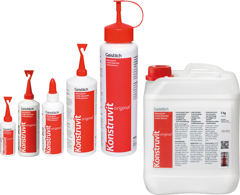 Konstruvit Weissleim – 5000 g – weiss – transparent trocknend, lösungsmittelfrei – für Basteln