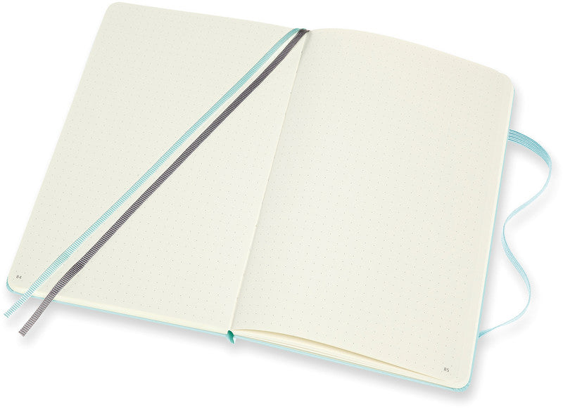 Moleskine Notizbuch, 130 × 210 mm, punktkariert, Leimbindung, Hardcover, 160 Seiten, 120 g/m² – aquamarin