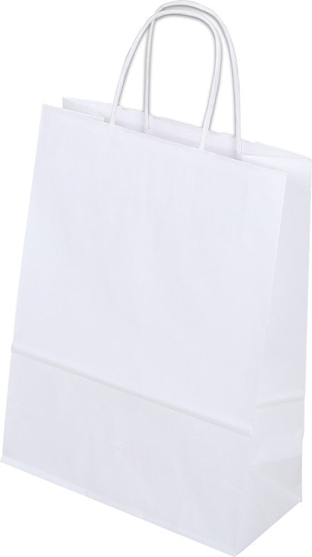 Elco Tragetasche aus Kraftpapier – 50 Stk. – mit gedrehter Kordel, reissfest – 220 × 290 × 100 mm – weiss
