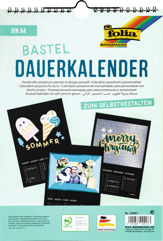 Folia Bastel-Dauerkalender – 21 × 29,7 cm – mit Tagesfeldern, mit Aufhänger
