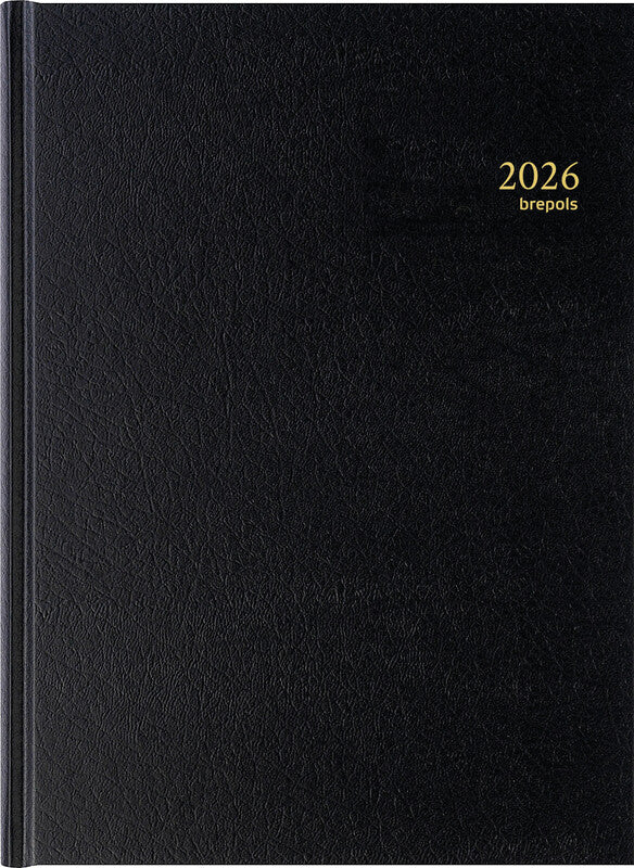 Brepols Bremax 1 Agenda – 1 Tag/Seite, gebunden, 21,0 × 29,0 cm, 2026, 1/4‑h‑Takt, schwarz, FSC