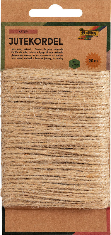 Folia Kordel – Jute, Ø 2 mm, 20 m, braun