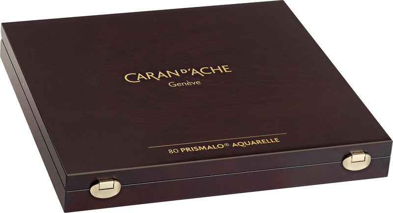 Caran d-Ache Caran d'Ache Prismalo Aquarellfarbstifte – 80 Farben, im Holzkoffer, Ø 3 mm, FSC