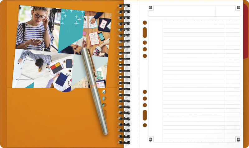 Oxford Collegeblock, Spiralbindung, 80 Blatt, 10-fach gelocht, perforiert, 80 g/m² – Orange, für SCRIBZEE App