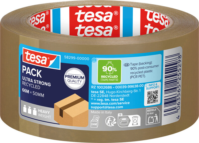 tesa Vinylband – 50 mm × 66 m, braun, stark, eco:plus