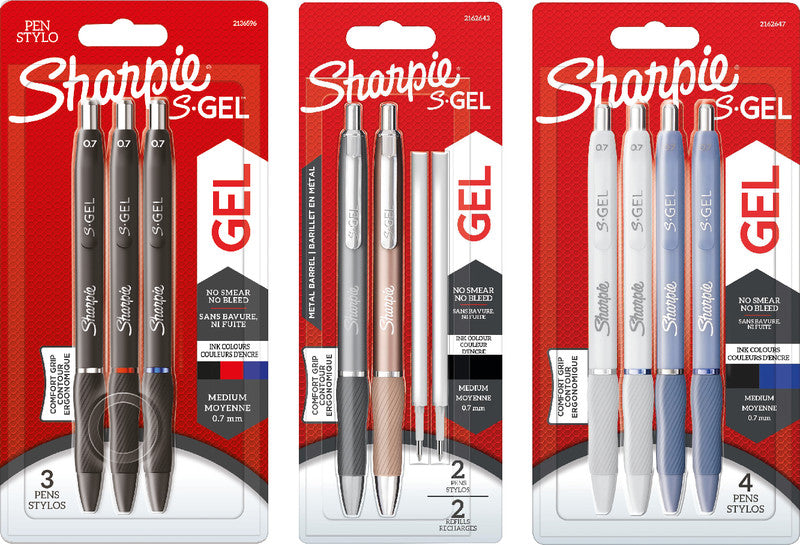 Sharpie Gelschreiber 3er Set – 3 Farben, 0,7 mm, schnelltrocknend, Druckmechanik