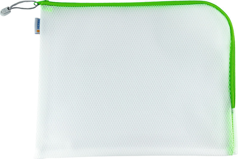 HERMA Reissverschlusstasche Etui – Grün – Kunststoff – 36 × 28 × 0,7 cm