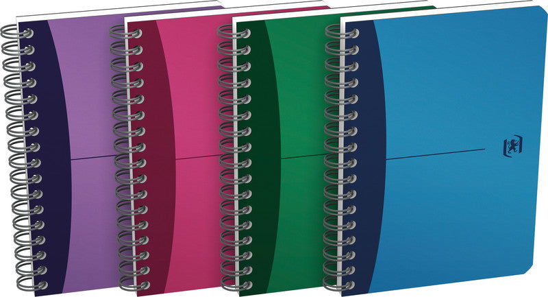 Elba Collegeblock A6, kariert, Spiralbindung, 90 Blatt, 90 g/m² – farbig sortiert (blau, grün, rot, lila)