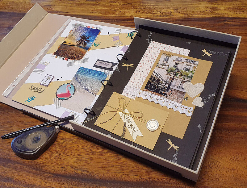 Eibert Fotoalbum – für mehrere Formate, hellgrau, mit Ringmechanik, Textil, 277 × 332 × 51 mm