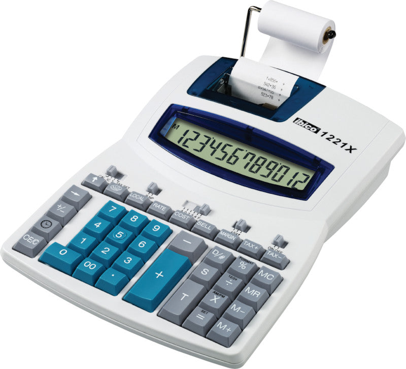 Ibico Tischrechner, druckend 1221X – 12-stellig, 2-farbig, 2,4 Zeilen/s, LCD, Steuer/Währung