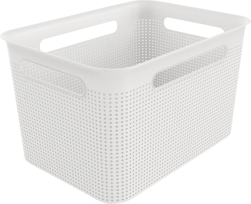 Rotho Aufbewahrungskorb Brisen – Kunststoff, weiss, 36 × 21,1 × 26,2 cm