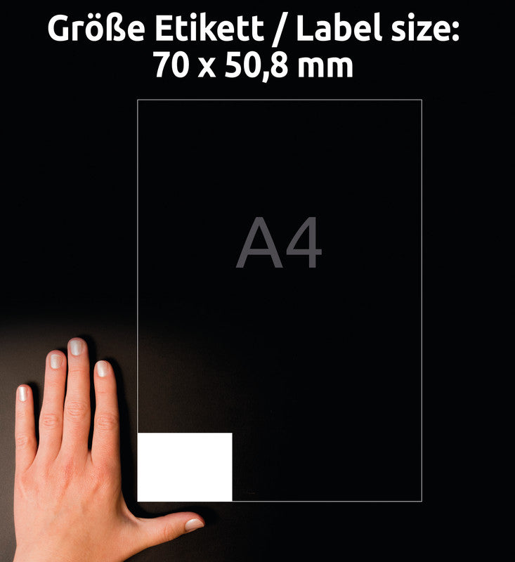Avery Druckeretiketten, 70 mm × 51 mm, weiss, Papier, permanent, 1500 Etiketten (100 Blatt)