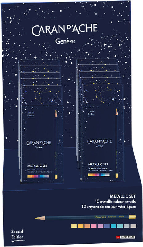Caran d-Ache Caran d'Ache Farbstifte-Set – 10 Farben, Mine Ø 3,0 mm, Kartonetui, Limited Edition Cosmic Blue