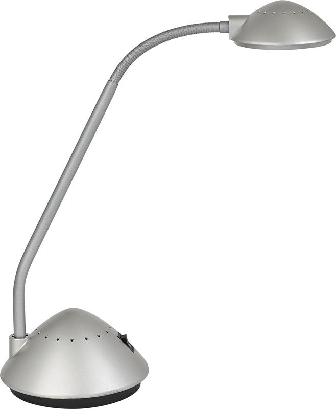 MAUL LED Tischleuchte Arc – drehbar, neigbar, höhenverstellbar – 3000 K – 542 lm 5 W – silber, Metall