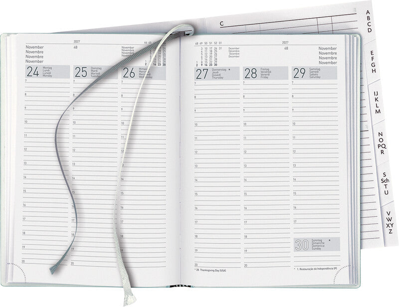 Biella Terminia Agenda – 1 Woche/2 Seiten, gebunden, 14,5 × 20,5 cm, Jan–Dez, Dunkelblau, FSC