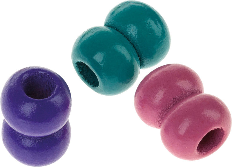 Rico Design Holzperlen Makramee – 17×22 mm, Loch-Ø 8 mm, Mehrfarbig, 24 Stk.