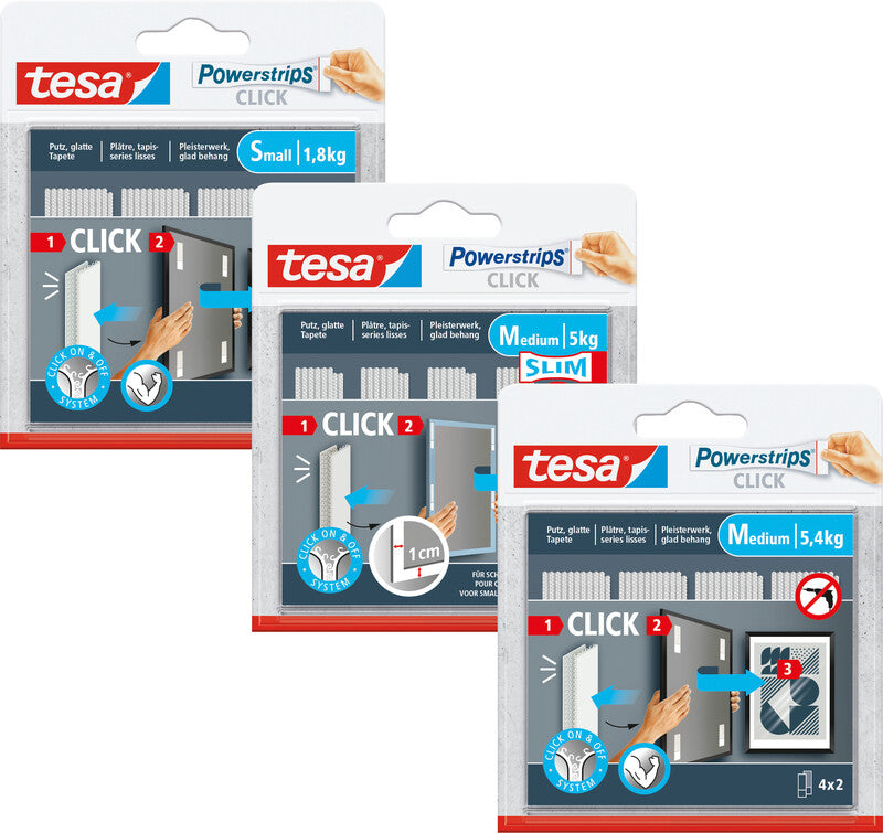 TESA Powerstrips Klebehaken wiederablösbar – 10 × 80 mm, 4 Stk., für glatte, feste Untergründe
