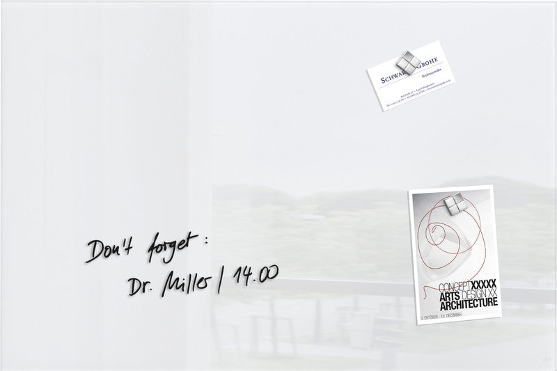 Sigel Whiteboard – 60 × 40 cm, Glas, magnetisch, Wandmontage, inkl. SuperDym-Magnetwürfel, Montagesatz