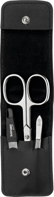Clauss Manikür-Set – 3-teilig, Leder, Schwarz, 100 × 10 × 50 mm (B×H×T), 100 g, Werkzeuge aus rostfreiem Stahl
