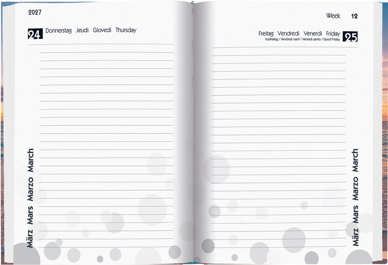 Biella mydiary Schüleragenda – 1 Tag/Seite, gebunden, 12 × 16,5 cm, Aug–Jul, Sunset, FSC