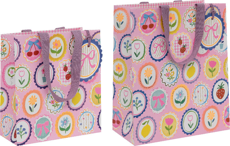 Glick Geschenktasche 'Cameo Cutie' – 26 × 13,5 × 31,5 cm, Papier, mit Stoffband, Folienprägung, mehrfarbig