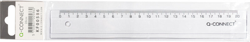Q-connect Wandtafel-Lineal 20 cm – Kunststoff, Transparent, 3 mm