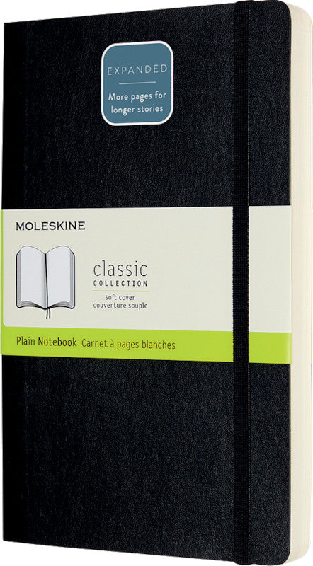 Moleskine Notizbuch, 130 × 210 mm, blanko, Leimbindung, Softcover, 400 Seiten, 70 g/m² – schwarz