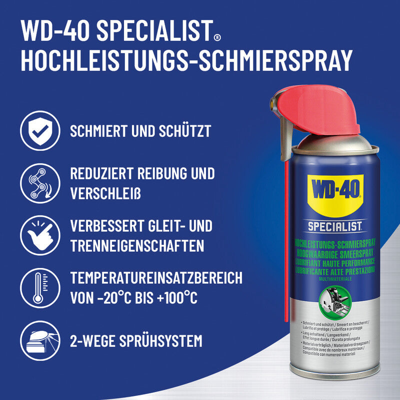 WD-40 Schmierspray – transparent, für Metall, Glas, Kunststoff, 400 ml, −20 bis +100 °C