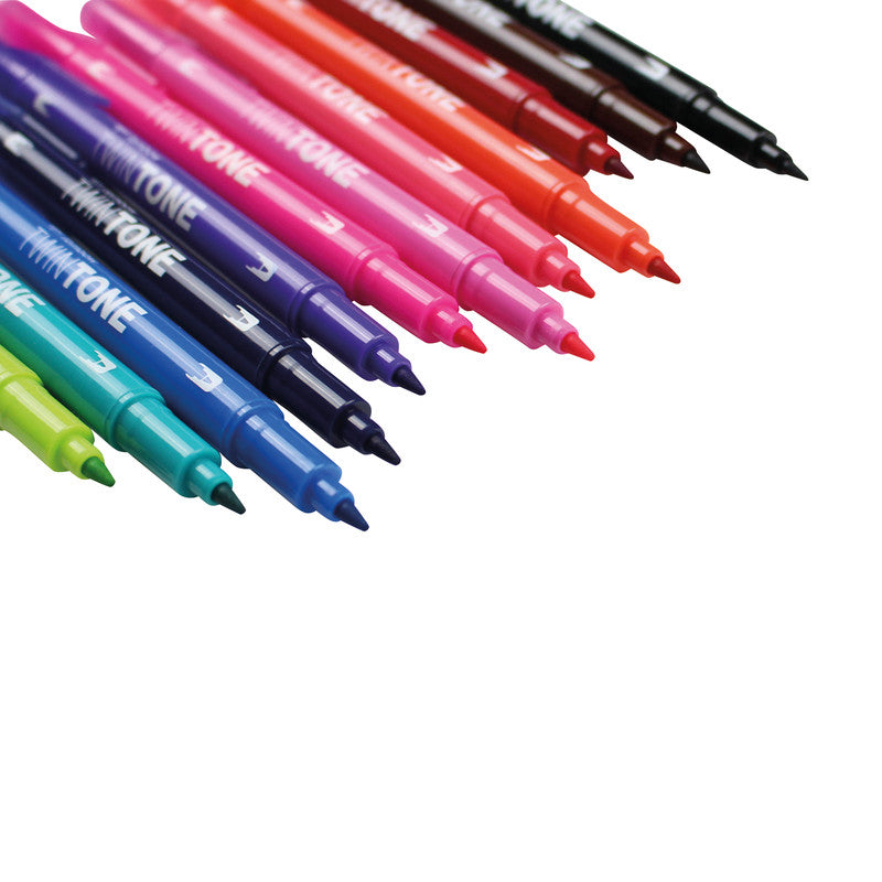 Tombow Filzstifte TwinTone, Strichbreite 0,3–0,8 mm, 12 Farben