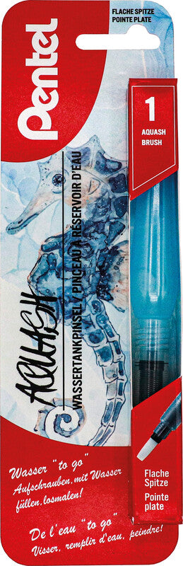 Pentel Wassertankpinsel – Blau, Kunststoff, Länge 155 mm, 1er-Pack, Nylonspitze, Füllmenge 10 ml