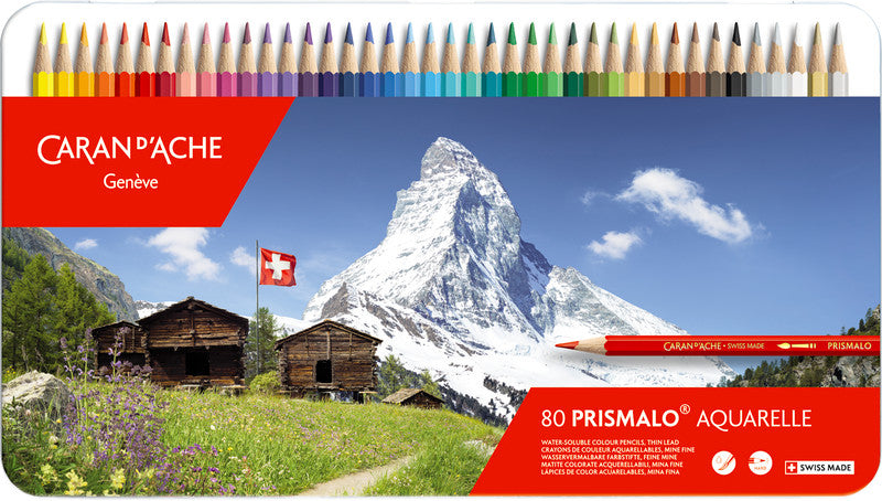 Caran d-Ache Caran d'Ache Prismalo Aquarellfarbstifte – 80 Farben, im Metalletui, Ø 3 mm, FSC