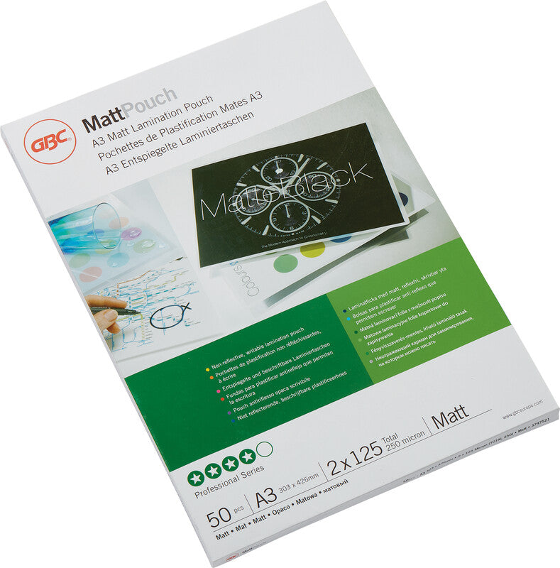 GBC Laminierfolien A3, matt – 125 µm, 50 Stk.