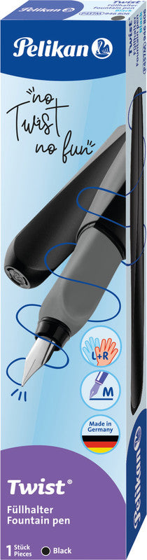 Pelikan Twist – Federspitze M – für Rechts- & Linkshänder – Schwarz, Blau – Patronen