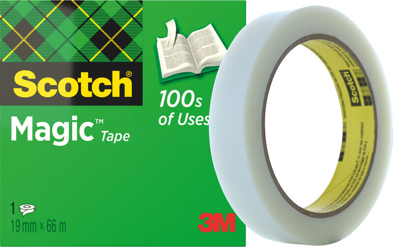 3M Scotch Büro-Klebeband Magic 810 – permanent, matt, beschriftbar, Zelluloseazetat, 19 mm × 66 m, Kern Ø 76 mm