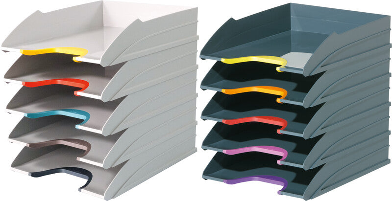 Durable Briefkorb – für A4, C4, stapelbar, mit Griffausschnitt, glänzend, weiss, B 264 × H 74 × T 336 mm
