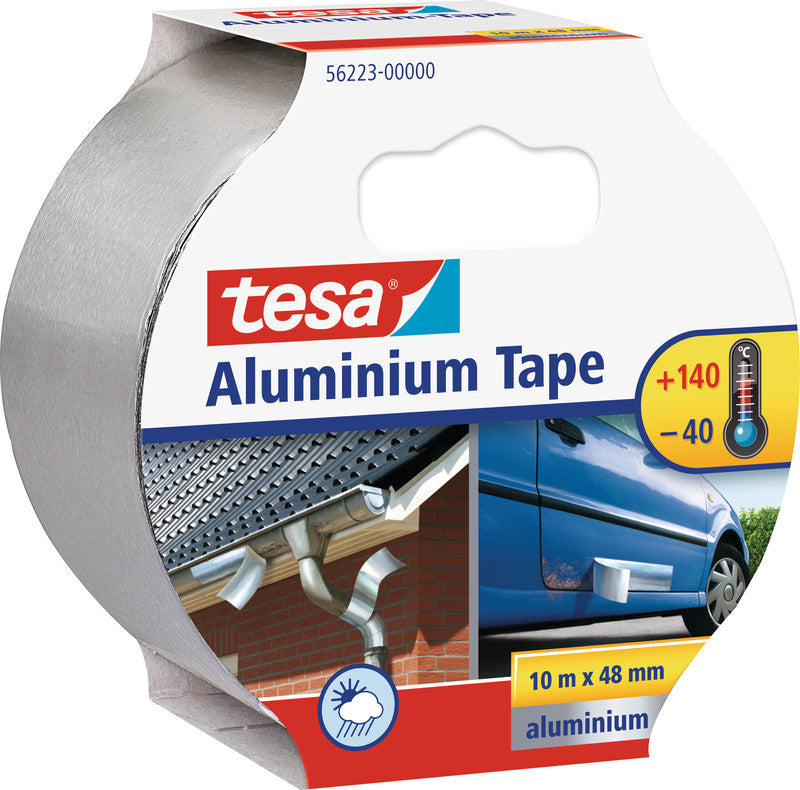 tesa Aluminiumband – 50 mm × 10 m, stark, silber